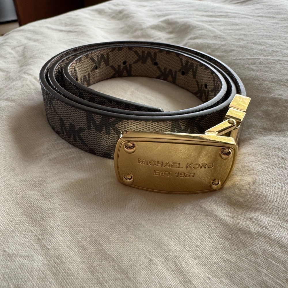 Michael Kors Gray and Gold Men's Belt